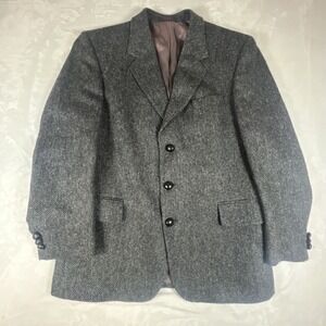 English Manor Blazer Mens 42R Charcoal Gray 100% Wool Sport Coat 3 Button